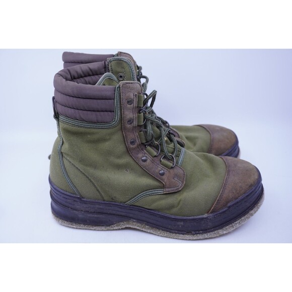 Vintage ORVIS Felt Bottom Boots Mens 9 Ankle Fly Fishing Wading Brown Green - Picture 1 of 10